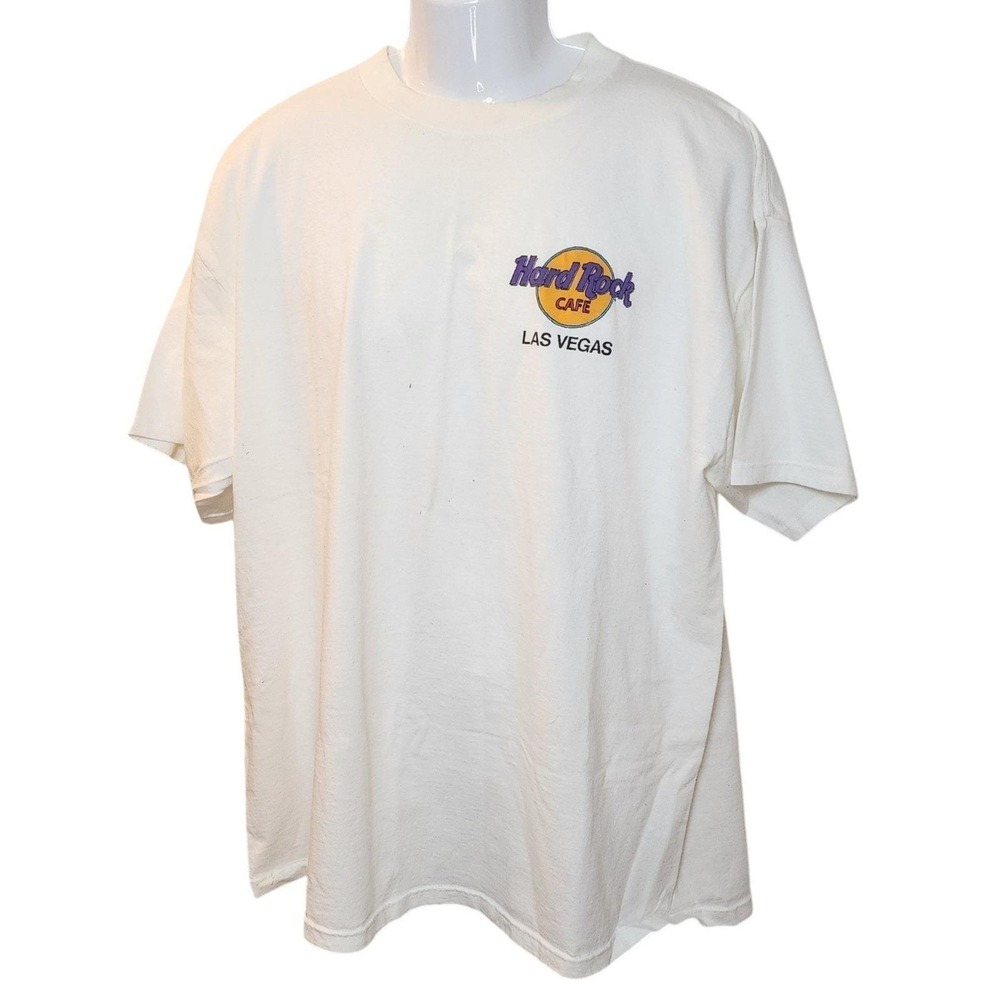 Hard Rock Cafe Las Vegas T-Shirt XXL Vintage 90s Winterland Guitar White Cotton